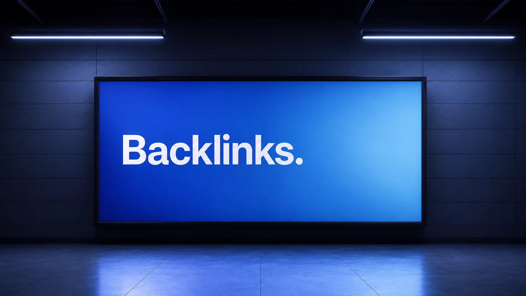 Blaue Leuchtfläche mit dem Begriff Backlinks