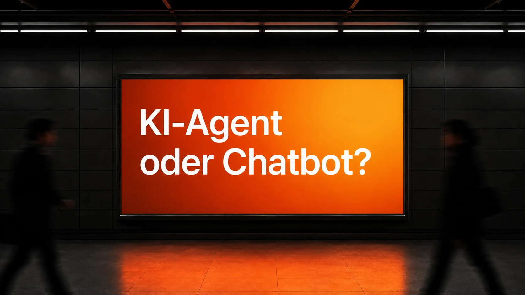 Leuchtfläche mit der Frage KI-Agent oder Chatbot