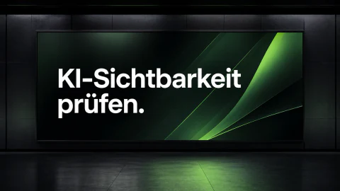 Leuchtfläche mit dem Text KI-Sichtbarkeit prüfen