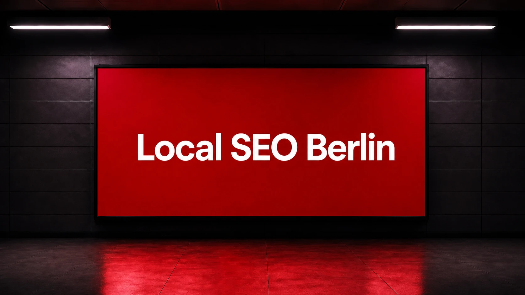 Rote leuchtende Tafel für den Artikel Local SEO Berlin