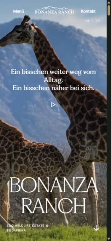Eigene mobile Gestaltung der Bonanza Ranch Website