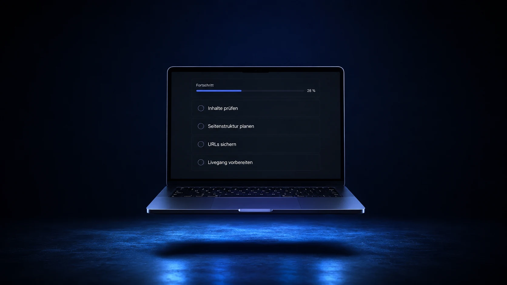 Relaunch-Planung mit Inhalten, Seitenstruktur, URLs und Livegang auf einem Laptop